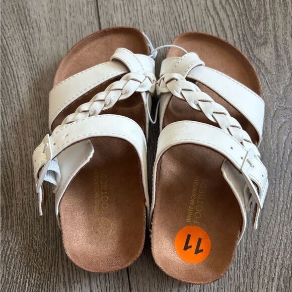 White Mountain footbed White and Brown Sandals NWOT - Picture 3 of 6